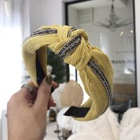 Hair Accessories Velvet Stripe Pleated Knotted Knotted Diamond Wide Edge Hoop New sku image 1