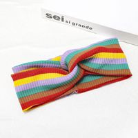 Rainbow Striped Knit Sports Headband Elastic Wool Headband sku image 1