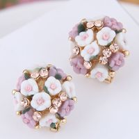 Boutique Korean Fashion Sweet Ol Wild Flash Diamond Flowers Personality Temperament Earrings Earrings sku image 5