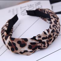 Korean Leopard Fabric Knotted Knotted Wide Edge Hair Band sku image 1