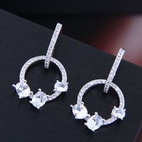 10761 Exquisite Korean Female Earrings Korean Fashion Sweet Ol Inlaid Zircon Personality Earrings sku image 1