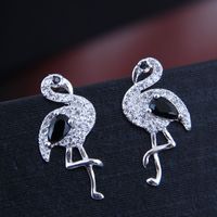 10722 Exquisite Korean Fashion Sweet Ol Inlaid Zirconium Simple Swan Personality Earrings sku image 1