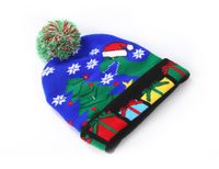 Christmas Decorations Flanged Knitted Ball Cap Led Light Cap Adult Children's Cap sku image 4