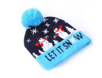 Christmas Decorations Flanged Knitted Ball Cap Led Light Cap Adult Children's Cap sku image 5