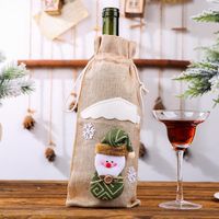 Decoraciones Navideñas Juego De Botellas Navideñas Vino Botella De Champán Bolsa Mesa De Comedor Vestir sku image 3