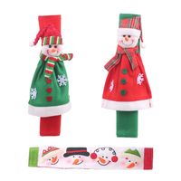 New Christmas Supplies Microwave Oven Gloves Cartoon Flannel Snowman Refrigerator Oven Protective Sleeve sku image 1