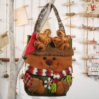 New Christmas Decoration Supplies 19 Imitation Bark Gift Bag Creative Three-dimensional Elderly Snowman Deer Gift Bag sku image 3