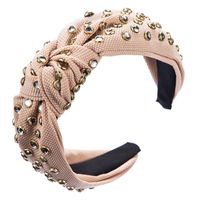 Simple Fabric Fashion Knotted Cloth Rhinestone Headband Female Lady Fan Wide Brim Cross Autumn And Winter Hair Accessories main image 6