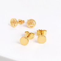 Titanium Steel Rose Gold Hypoallergenic Temperament Ear Anchor Round Geometric Simple Earrings main image 1