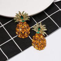 Rhinestone Crystal Pineapple Earrings Individual Fruit Earrings main image 4