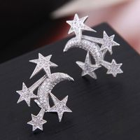 Fashion Female Earrings Copper Micro-inlaid Zircon Xingyue Exaggerated Temperament Personality Female Earrings main image 2