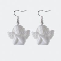 Aretes Para Mujer Barrocos De Angelitos Blancos Puros Vintage Cupido En Relieve Retrato Personalidad Pendientes main image 3