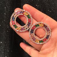 S925 Silver Needle Luxury Colored Geometric Circle Earrings Temperament Dinner Dress Lady Wholesales Fashion main image 3