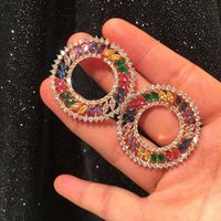 S925 Silver Needle Luxury Colored Geometric Circle Earrings Temperament Dinner Dress Lady Wholesales Fashion sku image 1