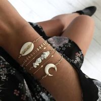 Europa Und Die Vereinigten Staaten Sind Exklusiv Für Explosive Legierung Türkis Halbmond Muschel Armband Kombination Sset Bohemian Armband Set Weiblich main image 3