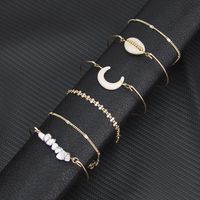 Alloy Turquoise Crescent Tooth Shell Bracelet Set Boho Style Bracelet Set Women main image 4