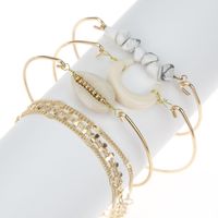 Alloy Turquoise Crescent Tooth Shell Bracelet Set Boho Style Bracelet Set Women main image 6