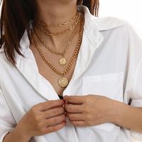 Thick Chain Geometry Tassel Creative Stack Portrait Multi-layer Vintage Necklace main image 6