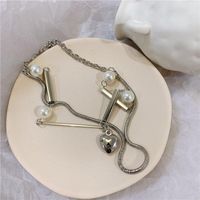 Korea Dongdaemun Fashion Hip-hop Windy Cool Steel Double-layer Love Pearl Clavicle Chain Tide Female Temperament Necklace main image 4