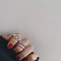 Helles Silber, Alte Doppel Ringe, Verstellbare Mode, Rotes Temperament, Einfaches Und Cooles Männer-und Frauen Ring Öffnung, Verstellbar main image 5