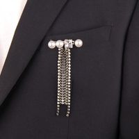 19 Herbst Und Winter Fashion Net Red Gleichen Metall Diamant Quaste Perlen Temperament Anzug Pin Zubehör main image 1