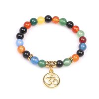Chakra 8mm Natural Stone Bead Bracelet Colorful Chakra Agate Energy Yoga Buddha 3d Bracelet main image 1