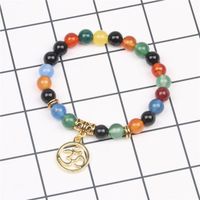 Chakra 8mm Natural Stone Bead Bracelet Colorful Chakra Agate Energy Yoga Buddha 3d Bracelet main image 4