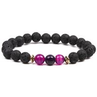 8mm Natural Line Agate Bracelet Colorful Seven Chakra Energy Yoga Beads Bracelet main image 5