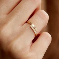 Emanco Offener Paar Ring Einfacher Geometrischer Glänzendes Edelstahl Ring Koreanischer Vergoldeter Titan Stahl Ring main image 1