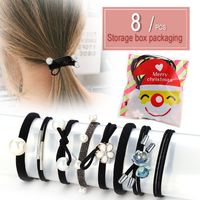 Han Zhi Shang Koreanisches Kleines Frisches Schwarzes Kopfs Eil Kreative Einfache Krawatte Haar Pferdes Chwanz Gummiband Haar Gummi 8 Stück main image 2