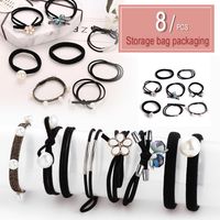 Han Zhi Shang Koreanisches Kleines Frisches Schwarzes Kopfs Eil Kreative Einfache Krawatte Haar Pferdes Chwanz Gummiband Haar Gummi 8 Stück main image 3