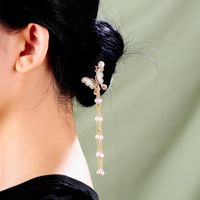 New Fashion Headdress Long Pearl Butterfly Tassel Hairpin Hair Accessory main image 1