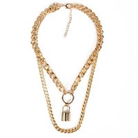 Simple Chain Necklace Female Summer Beach Lock Multi-layer Alloy Necklace Creative main image 5