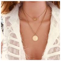 Necklace Female Simple Square Round Pendant Necklace Wild Double Clavicle main image 1