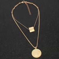 Necklace Female Simple Square Round Pendant Necklace Wild Double Clavicle main image 3