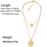 Necklace Female Simple Square Round Pendant Necklace Wild Double Clavicle main image 6