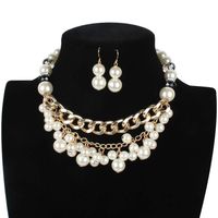 Collar Para Mujer Multicapa De Perlas De Imitación Tejidas A Mano Con Cadena De Clavícula main image 1