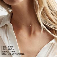 Pearl Necklace Stainless Steel Round Pendant Female Double Layer main image 4