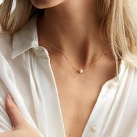Simple Pearl Necklace Female Stainless Steel Gold-plated Clavicle Chain Necklace 316l Jewelry main image 2
