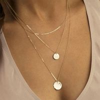 Multi-layer Stainless Steel Necklace Female Geometric Round Pendant 316l Jewelry main image 2