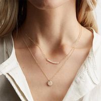 316l Jewelry Simple Double Pearl Necklace Stainless Steel Necklace Gold-plated Clavicle Chain main image 1