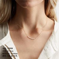 316l Jewelry Simple Double Pearl Necklace Stainless Steel Necklace Gold-plated Clavicle Chain main image 4