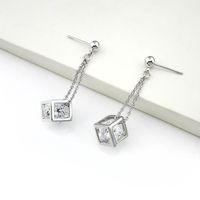 Necklace Earrings Two-piece Square Body Set With Zircon Pendant Jewelry main image 4