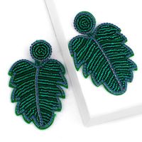 Creative Bohemian Leaf Earrings Alloy Diamond Crystal Beads Earrings Women main image 3