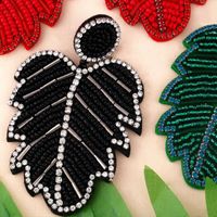 Creative Bohemian Leaf Earrings Alloy Diamond Crystal Beads Earrings Women main image 5