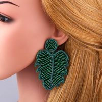 Creative Bohemian Leaf Earrings Alloy Diamond Crystal Beads Earrings Women main image 6
