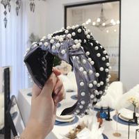 New Metal Punk Pu Imitation Leather Nails Knotted Screw Knot Wide-brimmed Headband Ladies main image 3