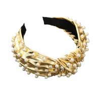 New Metal Punk Pu Imitation Leather Nails Knotted Screw Knot Wide-brimmed Headband Ladies main image 6
