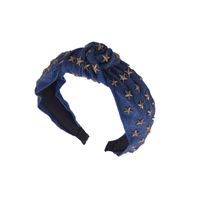 New Boutique Hair Accessories Denim Fabric Hot Drilling Stars Knotted Headband Ladies main image 6