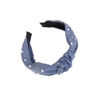 New Hair Accessories Solid Color Hot Drilling Pearl Knotted Twist Knot Wide-brimmed Headband Female main image 6